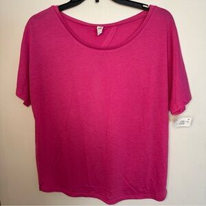 Bella Canvas Womens L Fuchsia Pink Basic T-Shirt Short Sleeves Open Back NEW